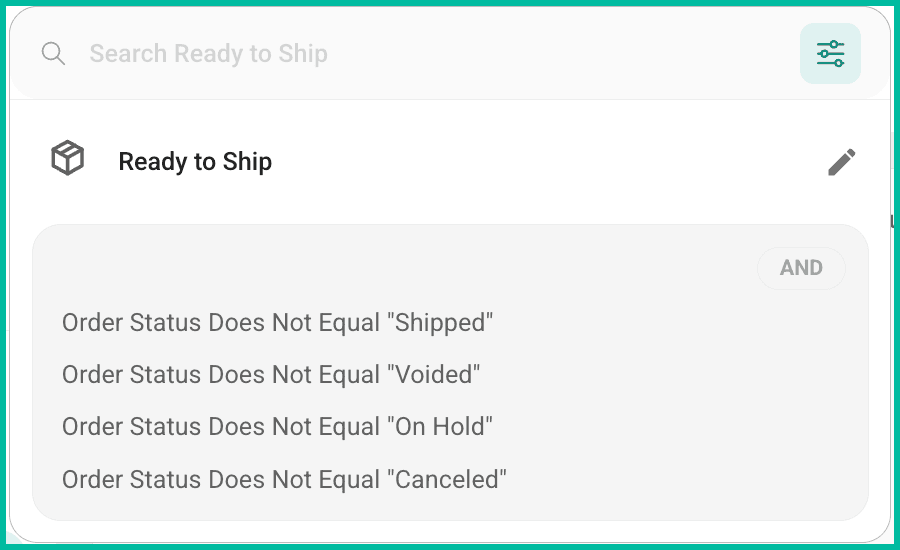 The default ready to ship filter.