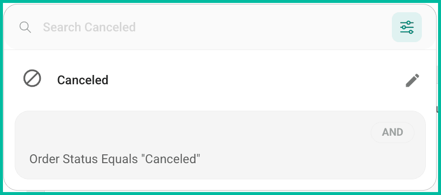 The default Canceled filter.