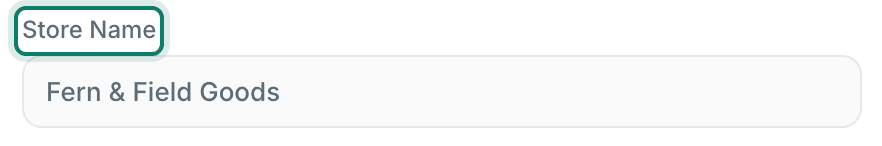 A store name has been entered for the store.