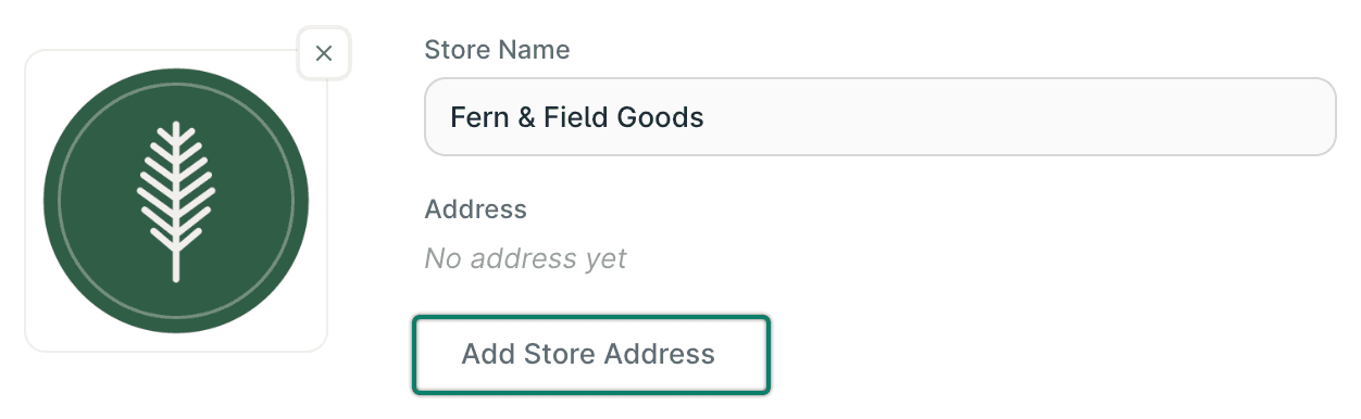 Add Store Address is being clicked.