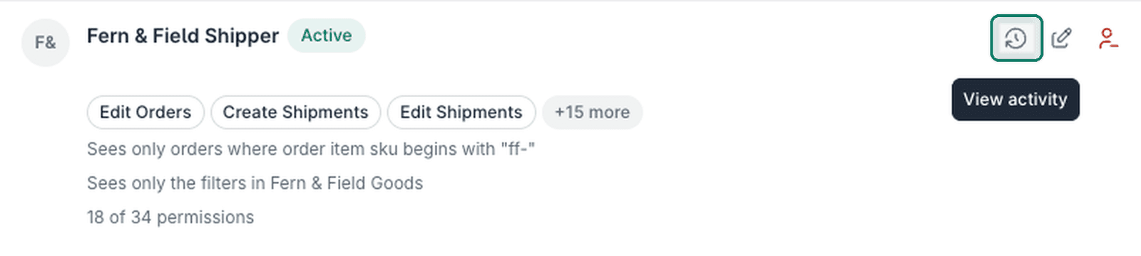 The View activity button is highlighted.
