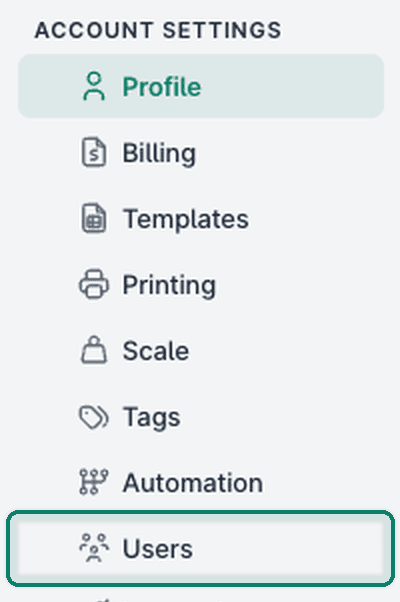 Users is selected.