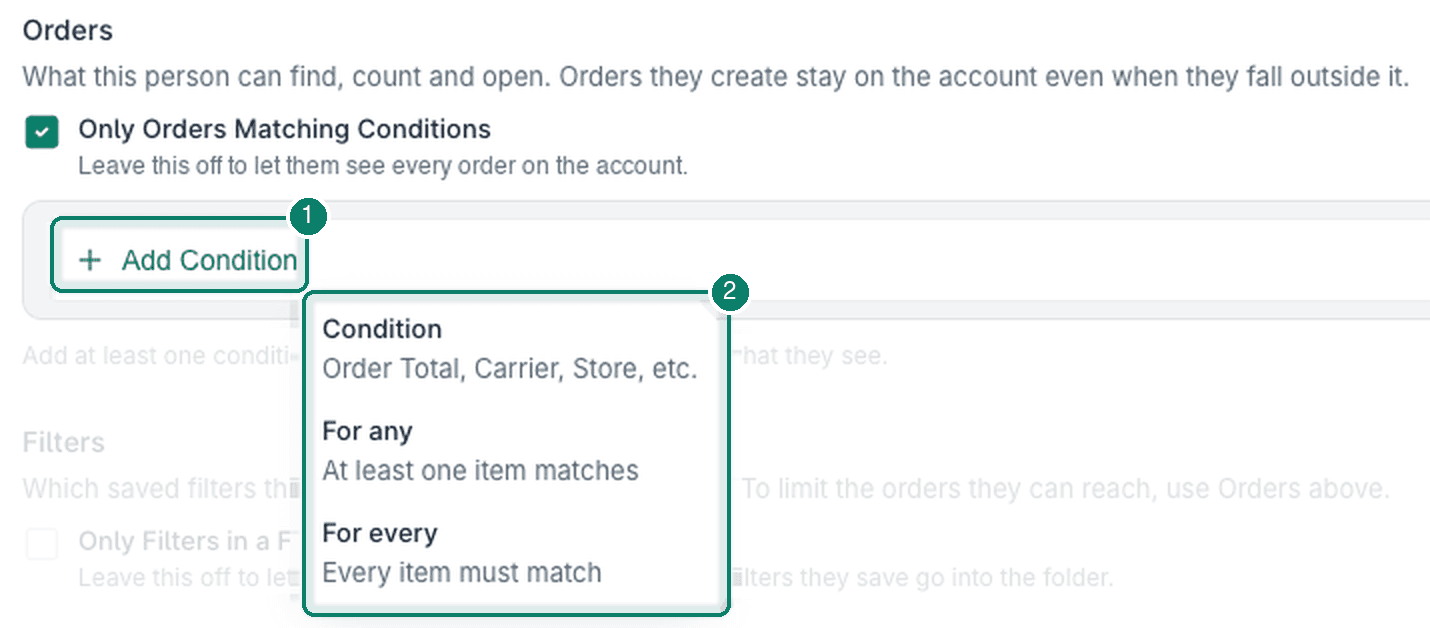 Add Condition has been clicked, showing the condition options.