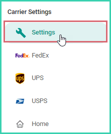 Settings is selected on the Carrier Settings screen.