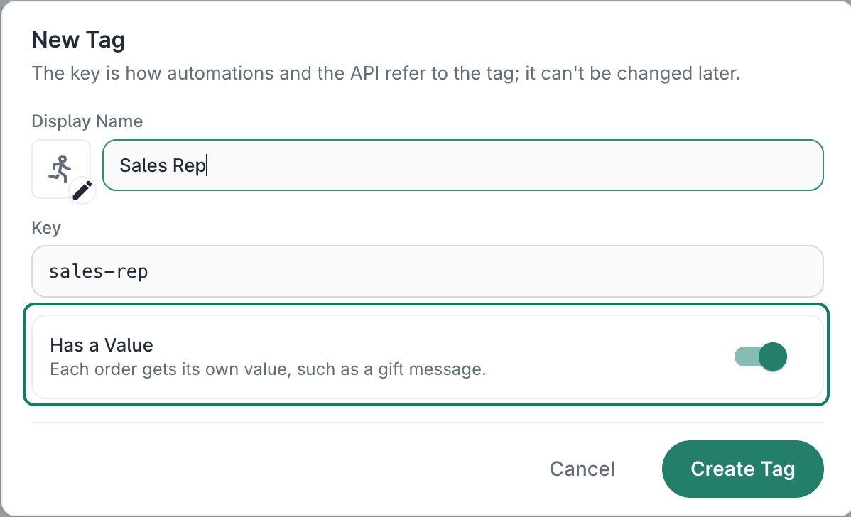 Has a Value is shown as enabled.