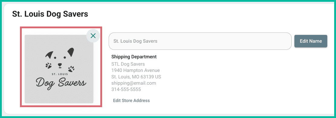 The logo is shown in the store's settings.