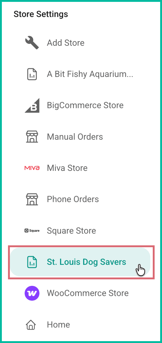 A store is being selected from the list of stores.