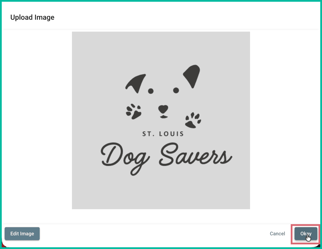 The image is shown and the okay button is being clicked.