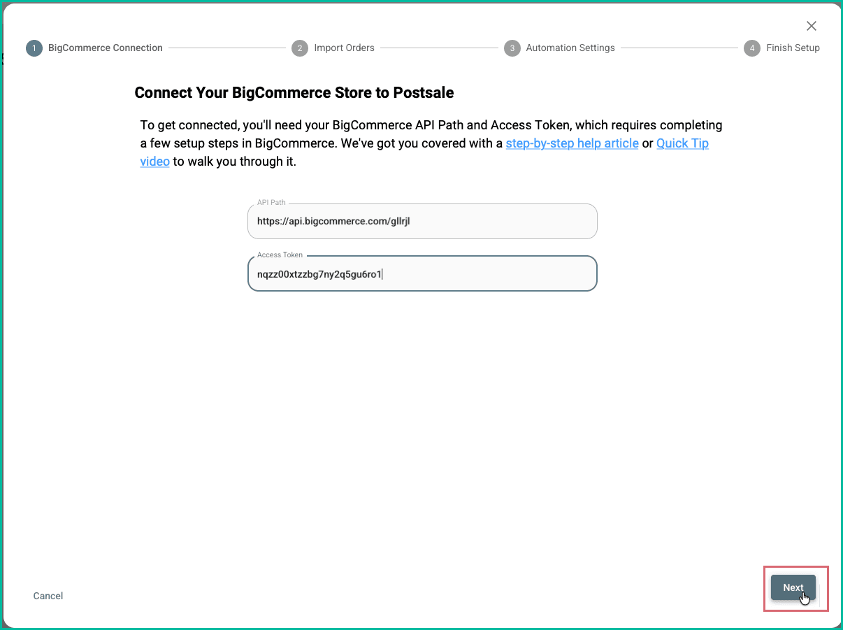 The next button is being clicked in Postsale.