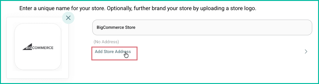 The add store address link is being clicked.