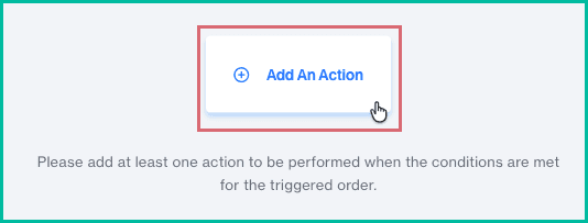 Add an action is being clicked on the Actions screen.