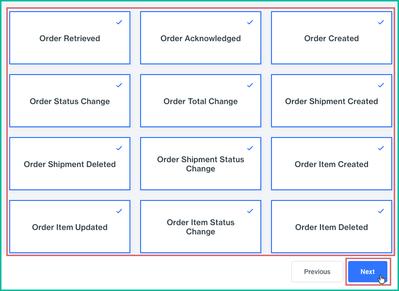 All options are selected and the next button is being clicked.