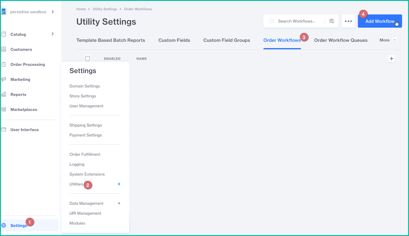 The add workflow button is being clicked.