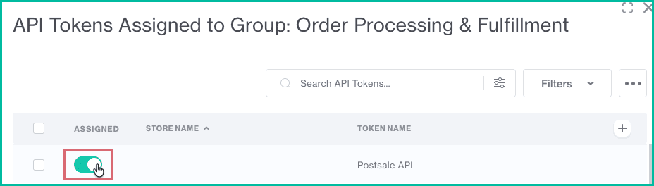 Assigned has been enabled for the Postsale API token.