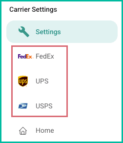 USPS, FedEx, and UPS are highlighted in the list of available carriers.
