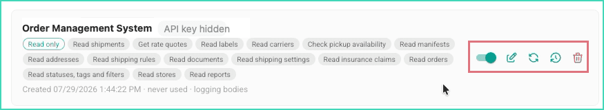 The available action icons are highlighted.