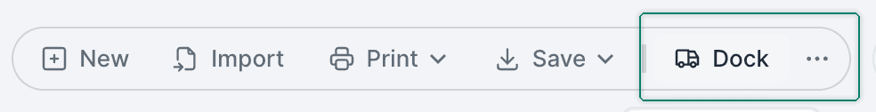 The Dock button is being clicked in the Order Actions menu.