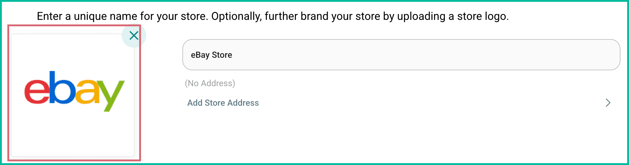 The ebay logo has been uploaded and is displayed as the store's logo.