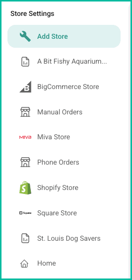 A list of available stores is shown.