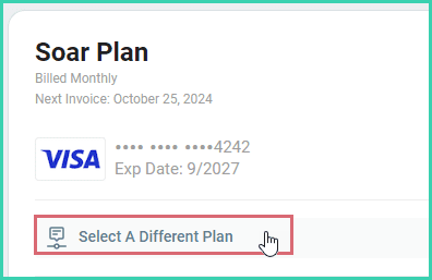 Select a different plan is being clicked.