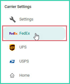 FedEx is selected in the carrier setting menu.