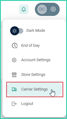 Postsale settings is expanded and carrier settings option is highlighted.