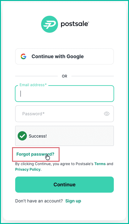 The forgot password link is being clicked.
