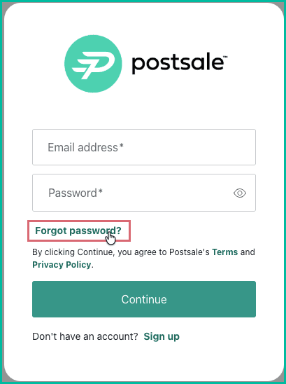 Forgot Password is being clicked on the login screen.