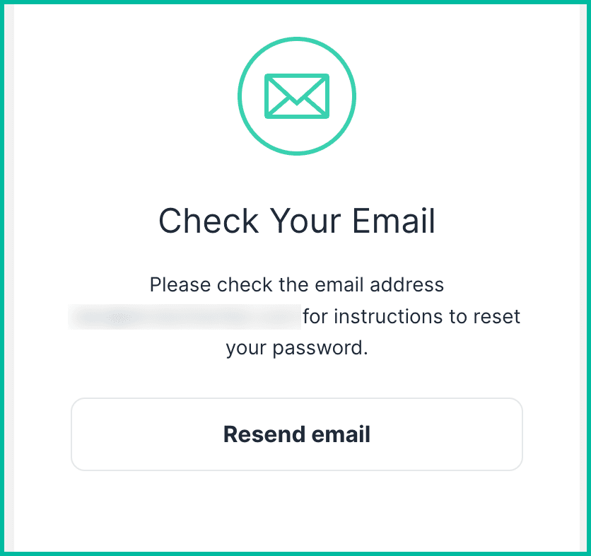 The check your email screen is shown.