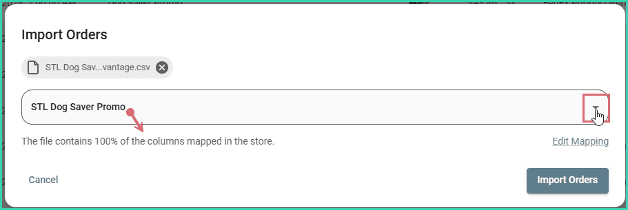 The correct store is selected.