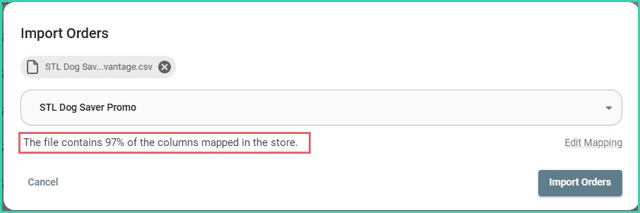 Postsale shows that only 97% of the fields are mapped correctly.