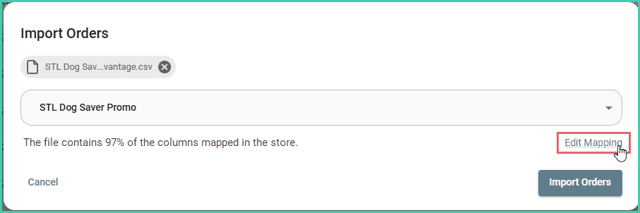 The edit mapping link is being clicked.