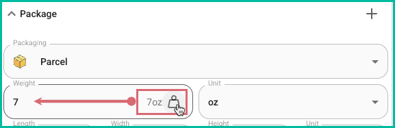 The scale button is clicked and 7 ounces is imported from the scale into postsale. is