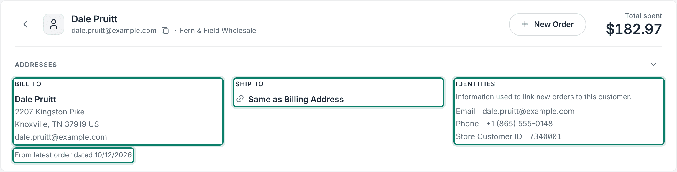 The elements of the Address section are highlighted.