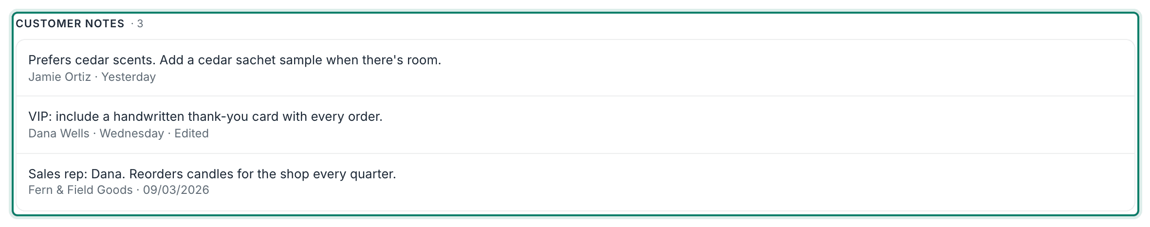 Customer Notes are shown in the Order Editor.