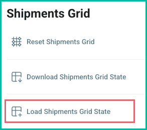 Load shipments grid state is selected.