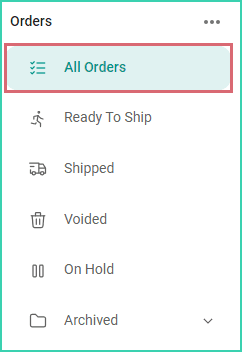 All Orders is selected in the list of filters in the Orders Menu.