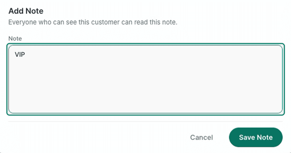 VIP is entered as the customer note.