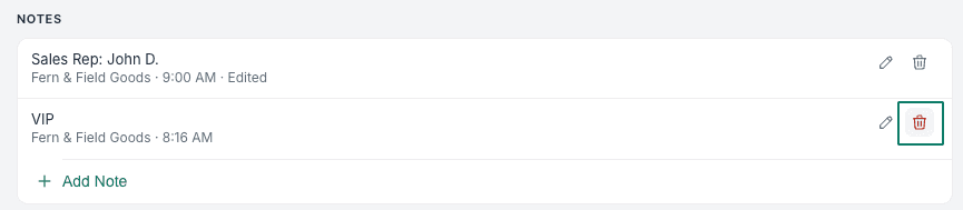The Delete icon is being clicked.