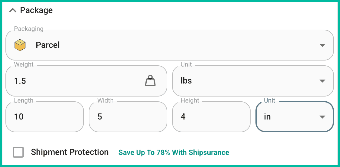The fields in the package section of the Dock are shown.