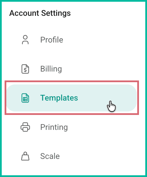 Templates is selected.