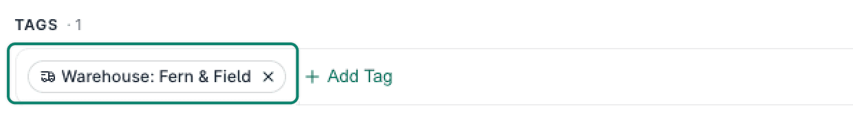 The tag is added and shown in the Tags section of the Order Editor.
