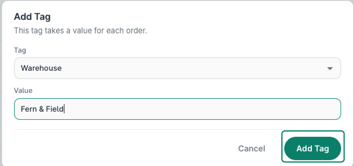 The Add Tag button is being clicked to save the tag.