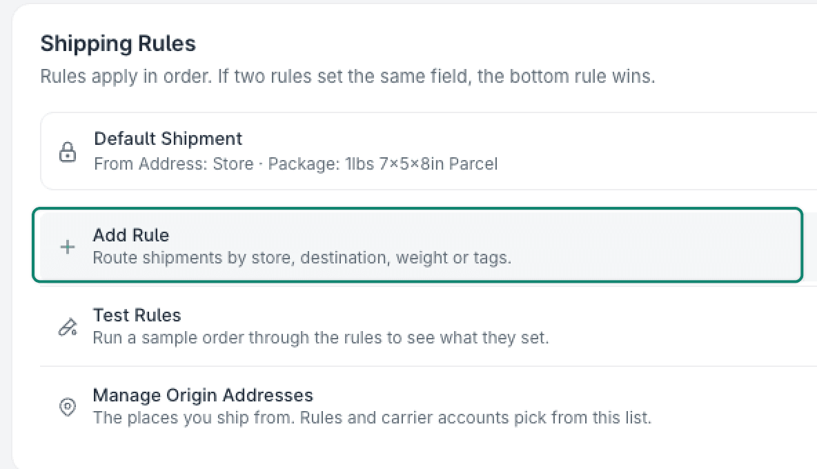 + Add Rule is highlighted and being clicked.