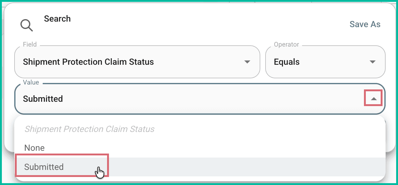 The value has been changed from none to submitted.
