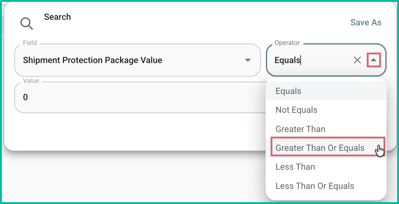 The operator is being changed to greater than or equals.
