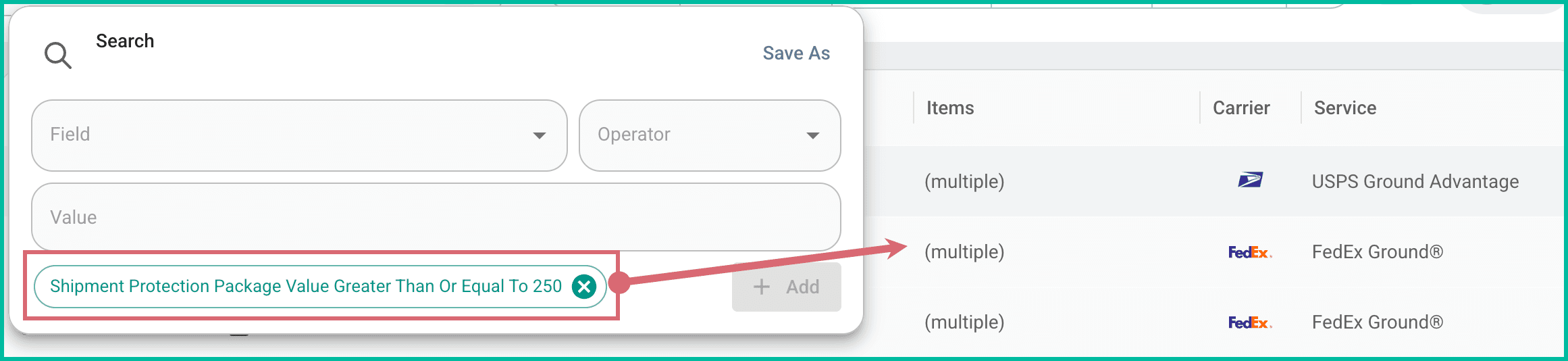 The criterion is added and the results are displayed in the grid.