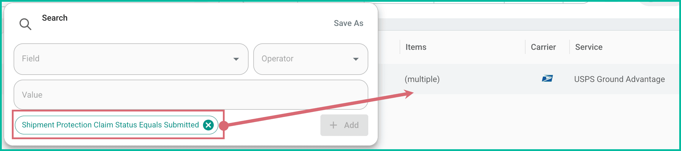 The criterion is added and the results are displayed in the grid.