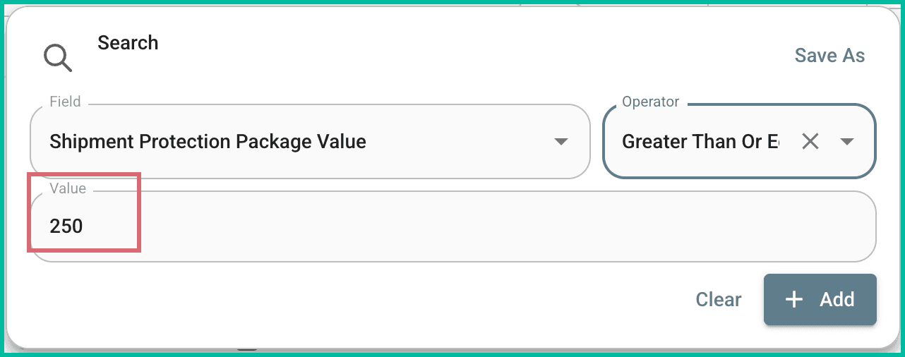 Two hundred and fifty has been entered into the value field.