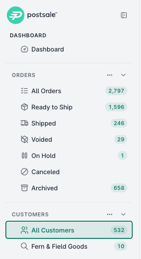 The All Customers filter is selected.